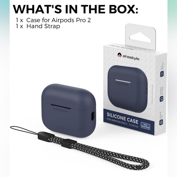 Silicone Protective Case for AirPods Pro 2 with hand strap , AHASTYLE - Picture 12 of 13